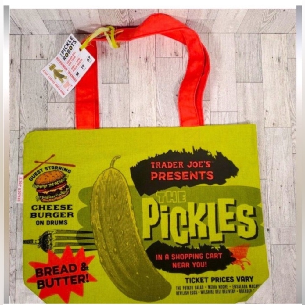 NWT Trader Joe’s canvas tote Pickles